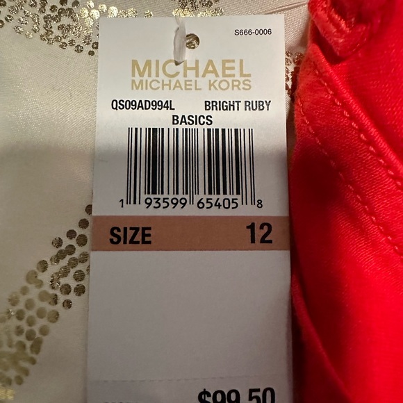 Michael Kors Capri Pants Bright Ruby Red NWT - Picture 3 of 10
